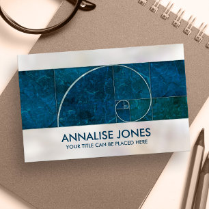 Golden Spiral -  Aqua Blue Marble and pearl Business Card