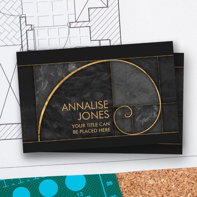 Golden Spiral -  Black Marble and gold Business Card (Creator Uploaded)