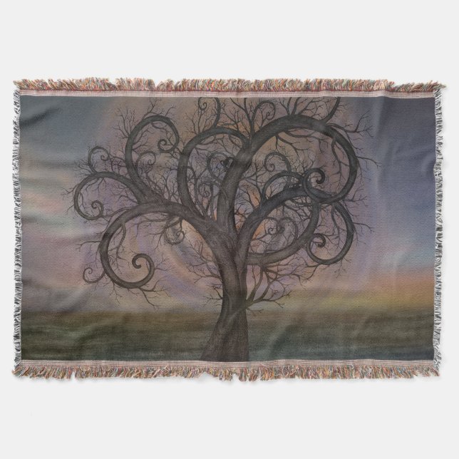 Golden Spiral Tree #3 Throw Blanket (Front)