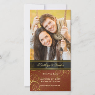 Golden Spiral Vines Sienna Elegant Classy Photo Save The Date