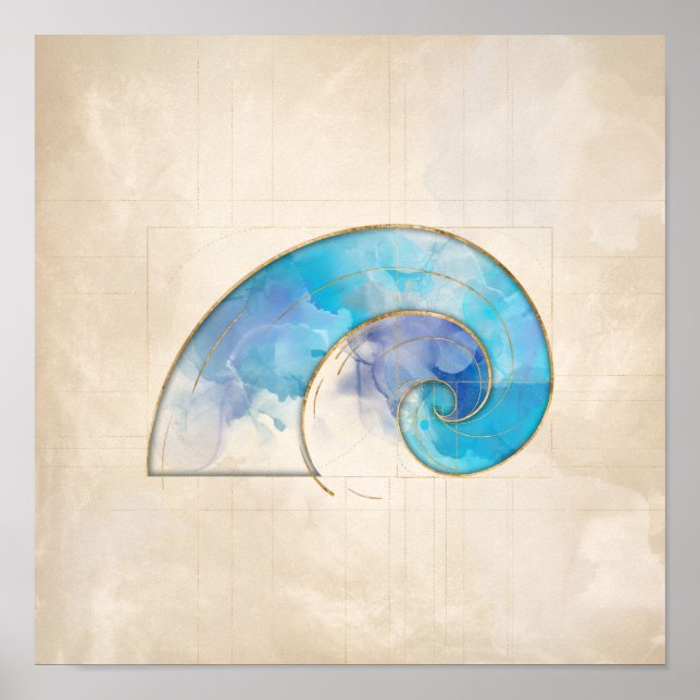 Golden Spiral - Watercolor Poster (Front)