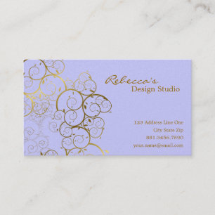 Golden Spirals Leaves Ornamental Deco Vintage Chic Business Card