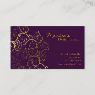 Golden Spirals Leaves Ornamental Deco Vintage Chic Business Card