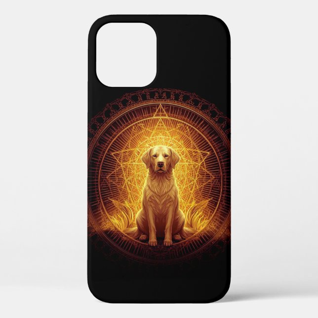 Golden Spirit Dog within Sacred Geometry Case-Mate iPhone Case (Back)
