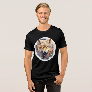 Golden Spirit Wolf Watercolor Print Tri-Blend Shirt