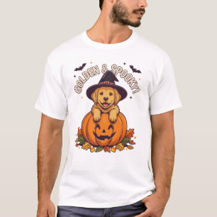 Golden Spooky Retriever Puppy Halloween Pumpkin Wi T-Shirt