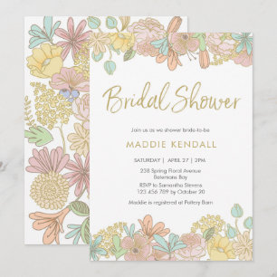 Golden Spring floral Bridal Shower Invitation