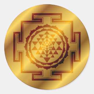 Golden Sri Yantra Classic Round Sticker