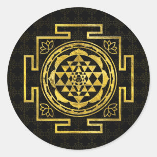 Golden Sri Yantra  / Sri Chakra Classic Round Sticker