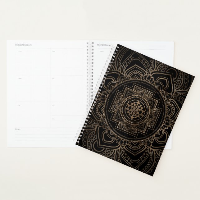 Golden Sri Yantra  / Sri Chakra in lotus Planner (Display)