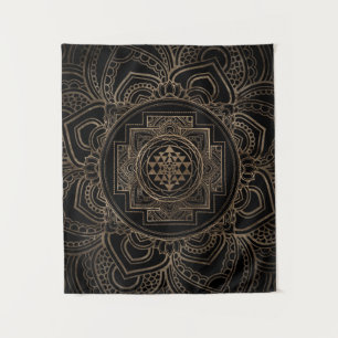 Golden Sri Yantra  / Sri Chakra in lotus Tapestry