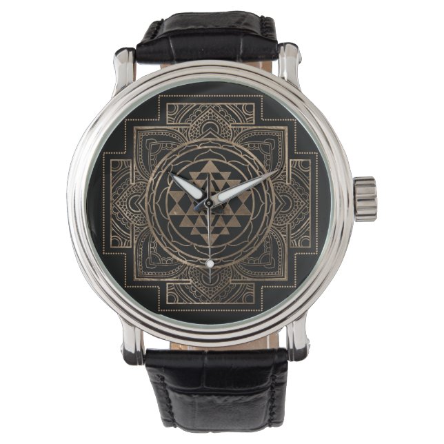 Golden Sri Yantra  / Sri Chakra in lotus Watch (Front)