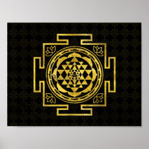 Golden Sri Yantra / Sri Chakra Poster