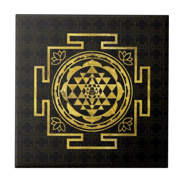 Golden Sri Yantra  / Sri Chakra Tile (Front)