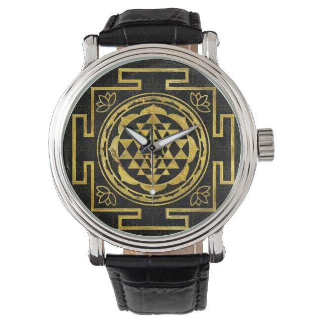 Golden Sri Yantra  / Sri Chakra Watch (Front)