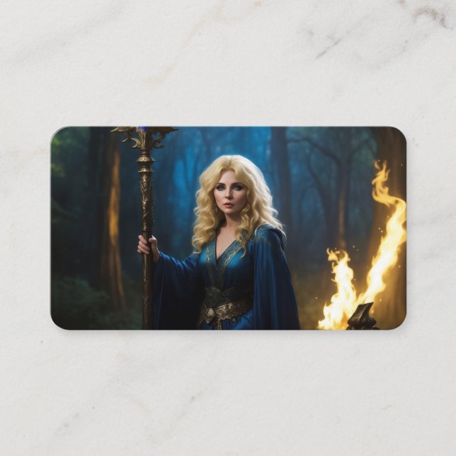 Golden Staff Sorceress of the Magic Woods Bookmark Business Card (Front)