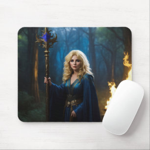 Golden Staff Sorceress of the Magic Woods Mouse Mat