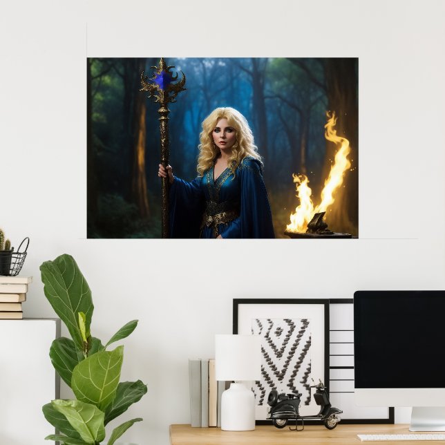 Golden Staff Sorceress of the Magic Woods Poster (Home Office)