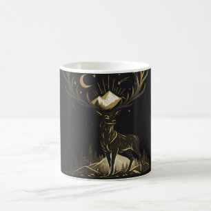 Golden Stag Moon & Mountains Forest Mug