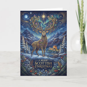 Golden Stag Scottish Christmas Card