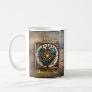 Golden Stained Glass Heart Steampunk Series Coffee Mug