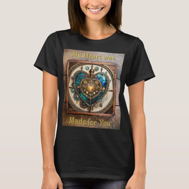 Golden Stained Glass Heart Steampunk Series T-Shirt (Front)