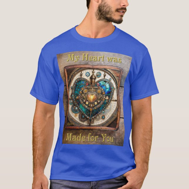 Golden Stained Glass Heart Steampunk Series T-Shirt (Front)