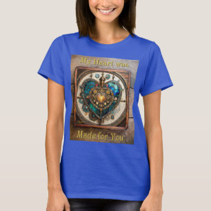 Golden Stained Glass Heart Steampunk Series T-Shirt