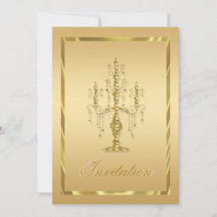 Golden Standing Ornate Baroque Chandelier Invitation