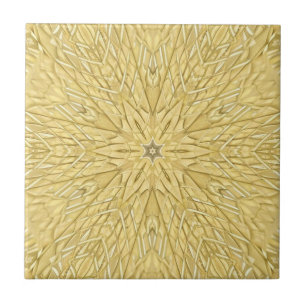 Golden star 6 pointed geometric design tile