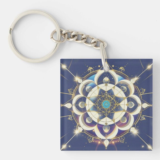 Golden Star Alignment – A Sacred Geometry Universe Key Ring (Front)