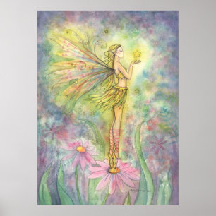 Golden Star Flower Fairy Poster