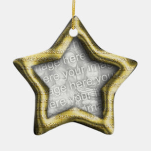 Golden Star Holiday Photo Frame Ornament