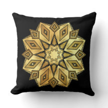 Golden Star Mandala on Black Background