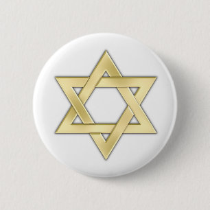 Golden Star Of David 6 Cm Round Badge