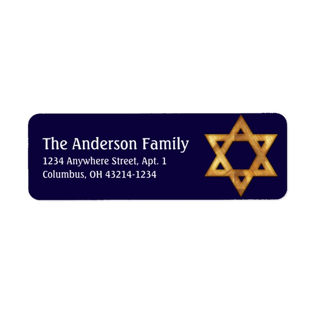 Golden Star of David Hanukkah Address Labels d1 (Front)