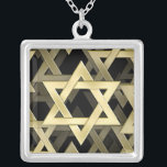 Golden Star Of David Silver Plated Necklace<br><div class="desc">An elegant metallic gold pattern featuring the Star Of David</div>