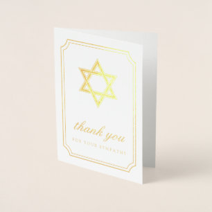 Golden Star of David Sympathy Thank You Foil Card
