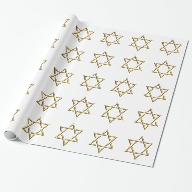 Golden Star of David Wrapping Paper (Unrolled)