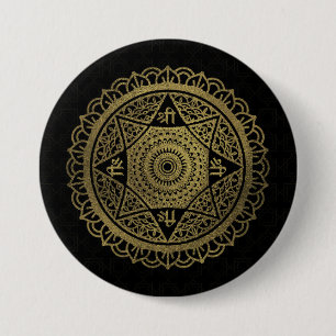 Golden Star of Lakshmi - Ashthalakshmi Sri 7.5 Cm Round Badge