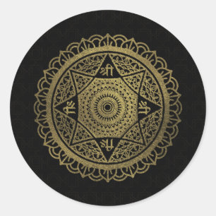 Golden  Star of Lakshmi - Ashthalakshmi  Sri Classic Round Sticker