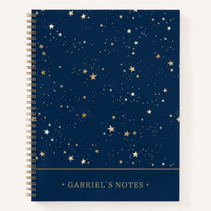 Golden Star on Blue Night   Add Your Name Notebook