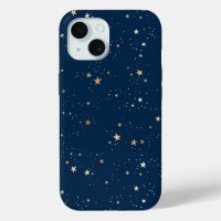 Golden Star on Blue Night Pattern
