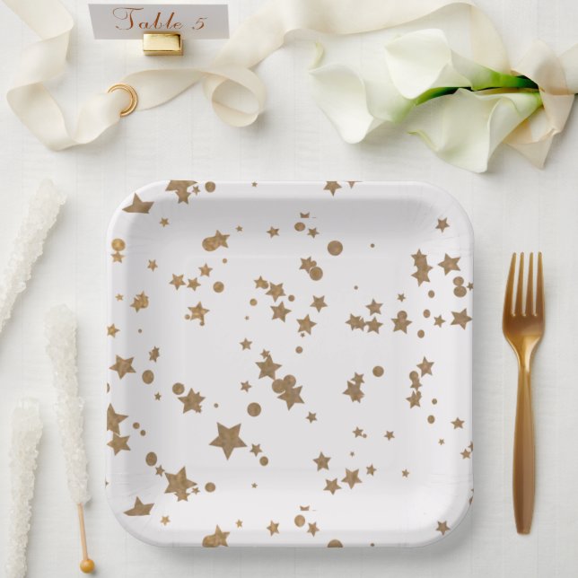 Golden star paper plate (Wedding)