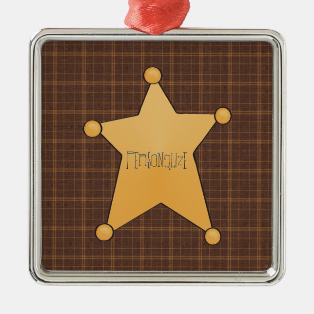 Golden Star Sheriff's Badge Metal Tree Decoration (Front)