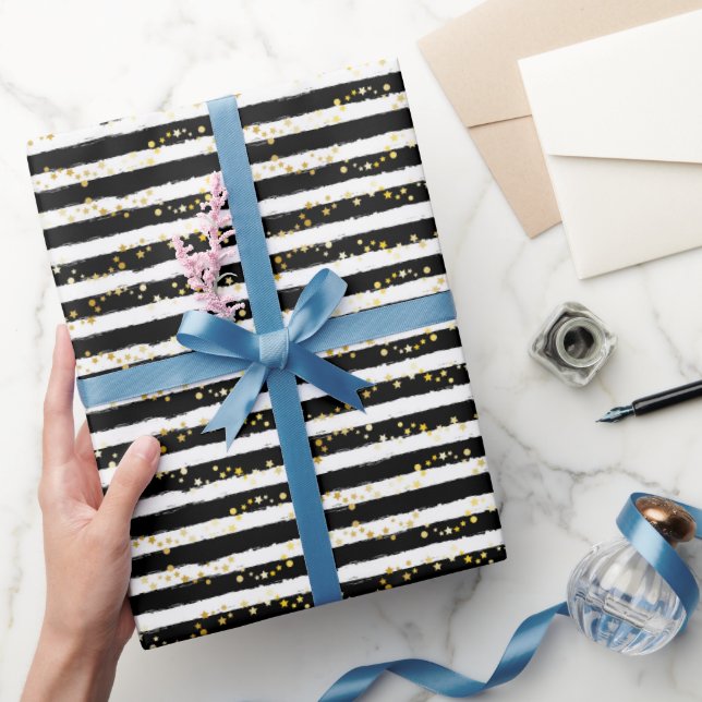 Golden Star Stripe Wrapping Paper (Gifting)