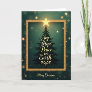 Golden Star Tree Christmas Card