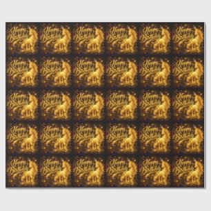 Golden Stardust Birthday — Fantasy Unicorn Wrapping Paper