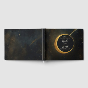 Golden Stardust Eclipse Celestial Wedding Guest Book