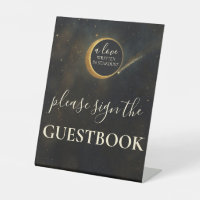Golden Stardust Eclipse Celestial Wedding Sign